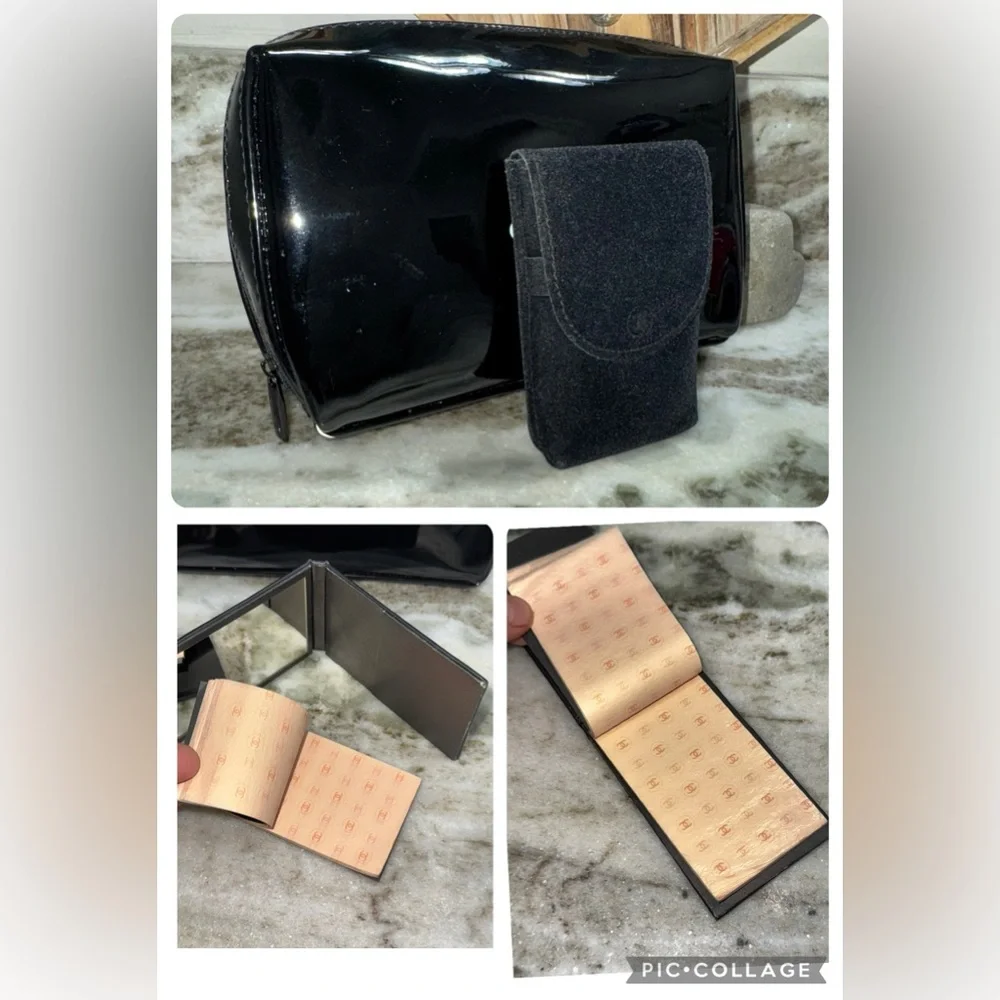Chanel Novelty Cosmetic Pouch Blotting Papers & Tote Set